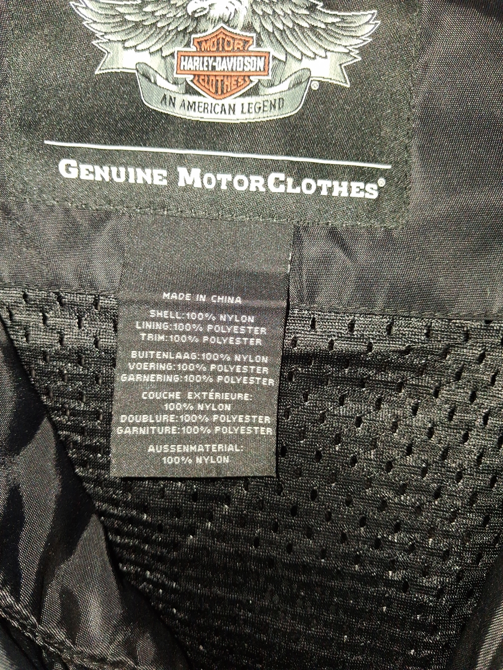 Harley-Davidson Black Mesh-Lined Nylon Jacket with Branded Patch
